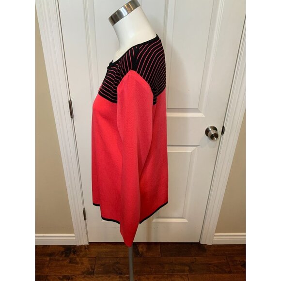 Exclusively Misook Pink Blue Striped Cardigan Sweater Petite, Size Small - Picture 3 of 5